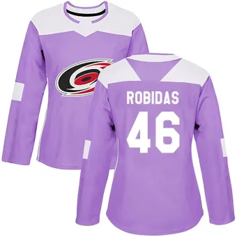 Women's Justin Robidas Carolina Hurricanes Fights Cancer Practice Jersey - Purple Authentic