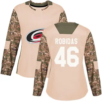 Women's Justin Robidas Carolina Hurricanes Veterans Day Practice Jersey - Camo Authentic