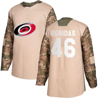 Youth Justin Robidas Carolina Hurricanes Veterans Day Practice Jersey - Camo Authentic